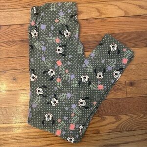 Lularoe Disney Minnie Mouse Floral Green Purple Polka Dot Leggings O/S Brand New